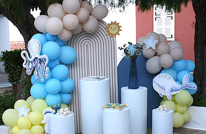 candy bar βάπτισης ocean theme γαλάζιο